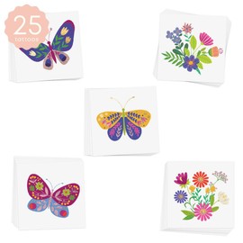 Flash Tattoos BUTTERFLIES AND BLOSSOMS kids temporary tattoos | 25 individually wrapped tats | Fairy Birthday Party | Butterfly stickers, Flower stickers, butterfly party favor, tea party supplies