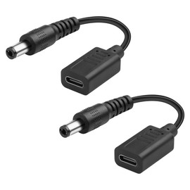 JSADZKJ USB Type C to DC 20V 5.5mmx2.1mm Power Cable DC5521 Male to USB-C Female Power Extension Cable 5.5x2.1mm to USB-C Power Charging Cable for Laptop Router 10cm (2pcs)