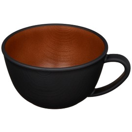 Mitani Yamanaka Lacquer Natural Wood Grain Soup Cup, Black & Brown, 4.7 inches (12 cm)