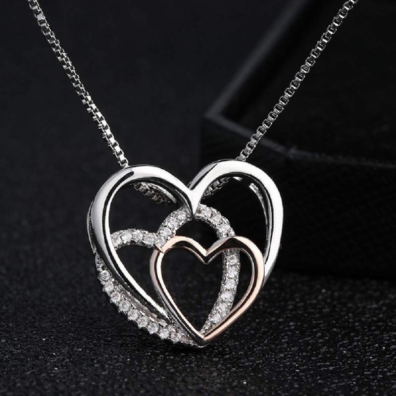 Lam Sence Sterling Silver Cubic Zirconia Heart Pendent Y-Necklace for
