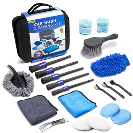 21Pcs Car Detailing Kit,Compelete Car Cleaning Kits Interior Cleaner With Detailing Brushes,Car Wash Kit with Cleaning Gel,Wash Mitt, Car Care Gift for Men, Black
