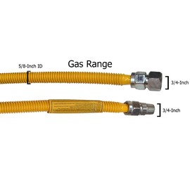 LASCO 10-1259 Flexible Coated Stainless Steel Gas Range Supply Line, 72-Inch, 5/8 Inch ID with 3/4 Inch Pipe Thread Fittings , Yellow