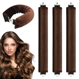 Hair Rollers for Long Hair - Set of 3 for Heatless Curls & Blowout Waves - Heat Free Overnight Use - Soft Velvet Hair Roller for Sleeping for Gentle Curls without Heat (Black, Set of 3)