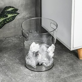 Small Trash Can Plastic Wastebasket 1.5 Gallon Round Garbage Container Bin with Handles for Bathroom, Bedroom, Kitchen, College Dorm, Office, Craft Room - Clear