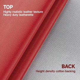 Marine Vinyl Fabric, 0.9MM Thick Soft Smooth Waterproof Synthetic Fabric Material, Outdoor Boat Automotive, DIY and Crafting Pleather (Red, 1Yd Fold (54'' X 36'' inch))