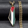 Palestine Map Pendant Necklace, Stainless Steel Chain, Multicolor，Peace Pendant (Gold)