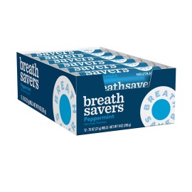 Breath Savers Peppermint Sugar Free Mints 12 Count Pack Convenient Rolls