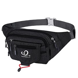 WATERFLY Fanny Pack Waist Bag: Woman Man Runner Bumbag Hip Pouch Bum Bag Running Belt Purse Fannie Pack Beltbag Waistpack Phanny Pack Fannypack for Walking Jogging