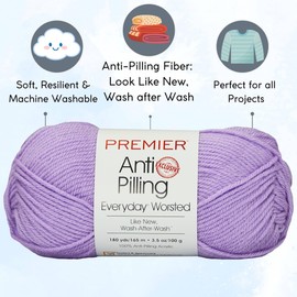 Premier Yarns Anti-Pilling Everyday Worsted Solid African Violet DN100-76 (3-Skein) Same Dyelot Worsted Medium #4 Soft Knitting Yarn Acrylic Bundle with 1 Artsiga Craft Bag