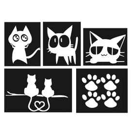 XP Design Cat Cat Cat Car Sticker Decal Sticker for Collision Attack Prevention (White Cat Set)