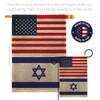 Israeli American Flag Bandera de Israel Burlap Flag Pole Set