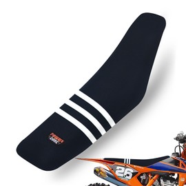 MCHMFG Motorcycle Universal Seat Cover Non-Slip Rubber Triple Ribbed Gripper for CRF WR WRF RMZ YZF SXF EXC EXC XC SX CR KLX Dirt Pit Bike Motocross Off Road Motorbike (Blackback-Whiterib)