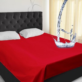 Tisancy Waterproof Blanket Queen Size, Red TPU Polyester 78'' x 82'' Water Proof and Stain Resistant Mattress Protector Mat for Bed, Leakproof Protective Pet Mat