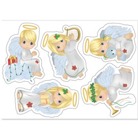 Articlings Christmas Angel Window Clings With 28 Glitter Snowflakes - Glueless PVC Stickers