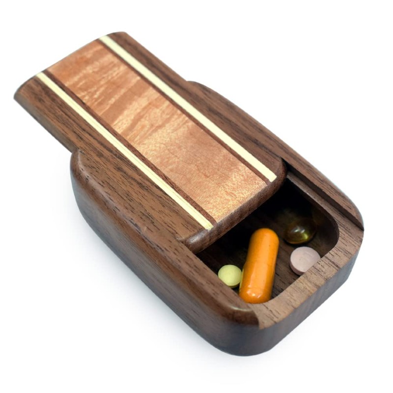 American Made Pocket-Sized Pill Box (Standard Size) - Walnut Wood