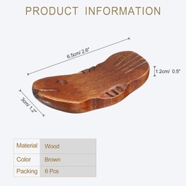 uxcell 6pcs Wood Chopstick Rest, Fish Shape Chopstick Stand Holder Knife Rest for Countertop Holding Chopstick Spoon Forks Knife Tabletop Decoration, Brown