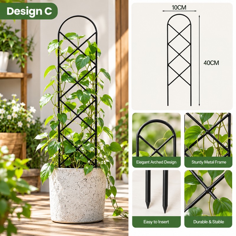 Metal Plant Trellis for Climbing Plants – Decorative Garden Stake