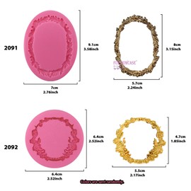Funshowcase Marcos de fotos retro moldes de silicona para decoración de pasteles de fondant, proyectos de manualidades de arcilla polimérica, 9 unidades