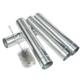 Stainless Steel Stove Pipes Kit, Wood Stove Chimney Flue with Wood Burning Stove Brush, Elbow Pipe, Diameter 2.36”(6cm) x 12.6”(30cm) for Wood Stove, Fireplace (4 Pipes, 1 Brush)