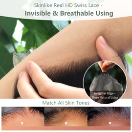 JOLAI 2x6 Lace Closure Human Hair Wet and Wavy 20 Inch Bleached Tiny Knot HD Closure Ultra-thin 0.10mm Swiss Invisible Skinlike HD Lace Closure Natural Black Deep Wave closure Pre-Plucked Hairline