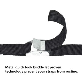 6 Pcs Lashing Strap Adjustable Cinch Strap with Buckles, 1" x 2 Ft Black Tie Down Straps Cam Strap Cam Lock Strap Cargo Packing Strap for Kayak, Roof Racks, Motorcycle, Car, Truck, Boat, Trailer
