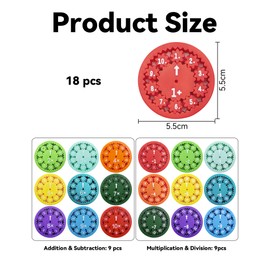 Gxdamxz Maths Fidget Spinners 18 Pieces Montessori Interactive Learning Multiply/Division/Addition/Subtraction
