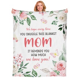 Hahafelt Mother's Day Mom Blanket,Mom Birthday Gifts from Daughter Son,Soft Flannel Throw Rose Flower Blanket 60" x 50"