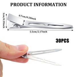 Metal Hair Clips, 30 Pcs for Styling, Pin Curl Clips for Sectioning, Styling, and Coloring, Durable Silver Hair Clips for Salon and Home Use
