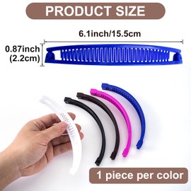 YALOJE 5pcs Banana Hair Clips for Women, Non-Slip Hair Claws with Double Combs, Vintage Hairpin Thick Long Curly Hair Styling Accessories for Daily, Party - Black, Brown, Blue, Pink, White