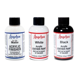 Angelus Kit de Pinturas Acrílicas para Cuero, Negro y Blanco, 118ml cada uno, con Acabado Mate, para Sneakers y Artesanías