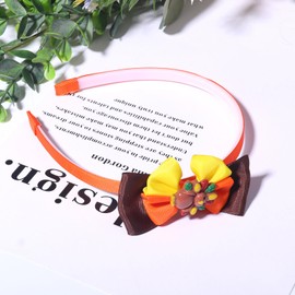 Vsdski Thanksgiving Headband Cute Turkey Hair Bands Orange Bow Hair Accessories for Women Girls Fall Thanksgiving Festive Party Costume Decoration Supplies