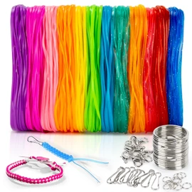 RAINFLOW Plastic Lanyard String Kit - Lanyard Making Kit,Plastic String Lacing Cord for Bracelet Making,Making Weaving for Keychain Crafts, Strings Lacing Cord Bracelet 12 Colors