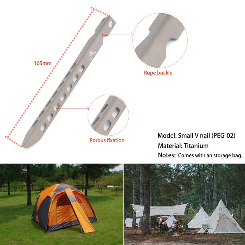 TOAKS Titanium Tent Pegs Ultralight Outdoor Camping V-shaped Fixed Tent