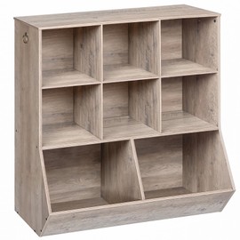 HOOBRO Kids Bookshelf, Toy Storage Cabinet, Kids Toy Organizer, 8 Cubicles, Bookcase Footboard, Bookshelf for Kids, for Playroom, Bedroom, Nursery, School, Greige BG35CW01G1