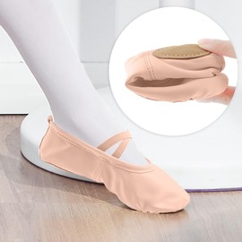 EQSJIU - Zapatillas de ballet para niñas, de piel sintética, para bailarina, Rosa ballet, 19 MX Niño pequeño
