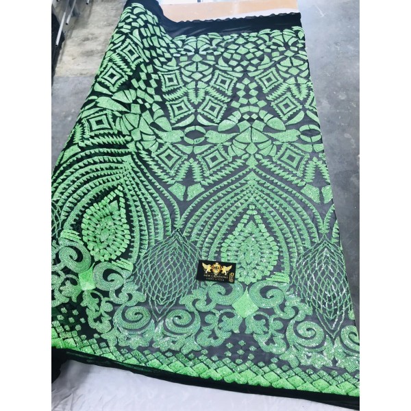NEW CREATIONS FABRIC AND FOAM INC GREEN IRIDESCENT DIAMOND DESIGN