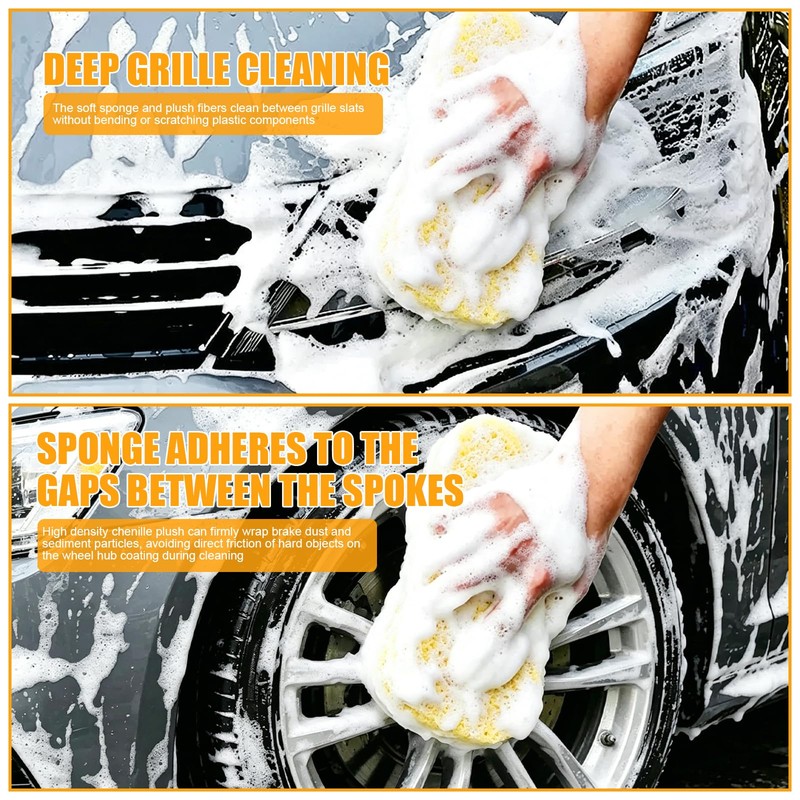 2 Pack Large Plush Car Sponge for Washing, Jumbo Sponge,