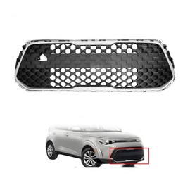 Front Lower Bumper Grille Compatible with 2023-2024 Kia Soul LX/S with Chrome Trim, OEM #86530K0AA0 - Direct Replacement - Black & Silver