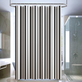 hite and Black Striped Shower Curtain Sets,256GSM Heavy Duty Waffle Weave Fabric Shower Curtain for Bathroom,Shower Curtains with 12Hooks Machine Washable 72x72 in