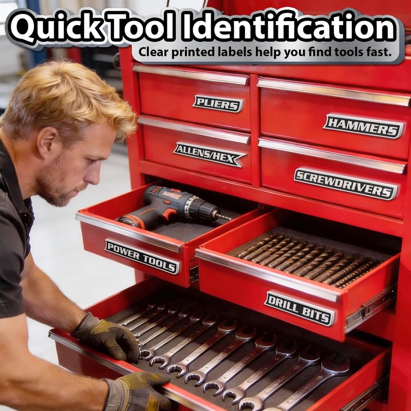 12 Pack of Magnetic Tool Box Labels, 3D-Printed Toolbox Labels,