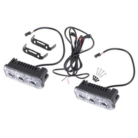 X AUTOHAUX Car Daytime Running Light Bar White 3-LED Light Plastic (Set of 2)