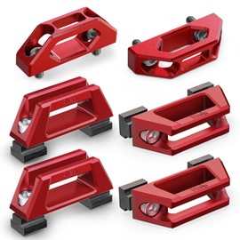 RENO Bed Rail Cleats Combo, 4Pcs Tie-Down Cleat + 2Pcs Tie Down Hook Compatible with Tundra/Tacoma Truck, OEM PT278-35160/35050-S1/35100-S1/35111/35112/PT785-35050-S1/66312-0C010 (Aluminum, Red)