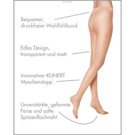 Kunert Chinchillan 20 denier transparent tights, non-laddering mesh, with pressure-free, feel-good waistband, matt shimmer, 20 denier - 44/46