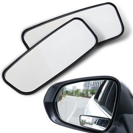 Polcatay 2 PCS Car Rear View Blind Spot Mirror, HD Convex Wide Angle Looking Glass, Rectangular Curved Wideangle Auxiliary Rearview Mirror, Universal for Most Cars (Black)