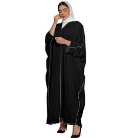 Kaftan Dresses for Women Abaya for Prayer Open Abayas Cardigan Long Sleeve Maxi Dress Robe Eid Ramadan Praise Dress Muslim Clothes for Women Dubai Modest Style Black One Size