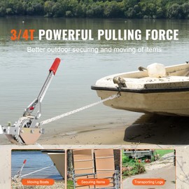 Happybuy Rope Puller - A Mighty Tool for Multiple Tasks. Boasting a 3/4 Ton (1,653 lbs) Pulling Capacity, Equipped with 100' of 0.6" Dia. Rope and 2 Hooks