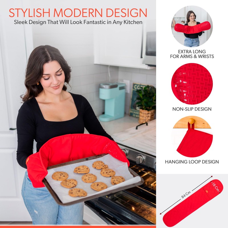 Red Oven Gloves Double Protection by Kiyotsu: Sophisticated Heat Defense