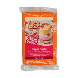 FunCakes Pasta di Zucchero Tiger Orange: facile da usare, liscia, flessibile, morbida e pieghevole, perfetta per decorare torte, halal, kosher e senza glutine. 250 gr