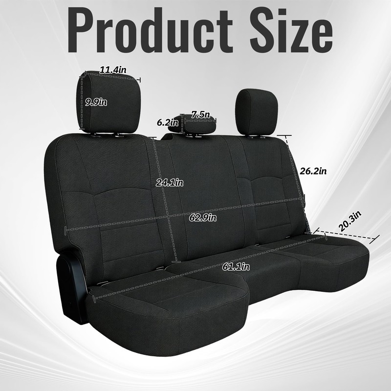 Fioqe Rear Heavy-Duty High-Density Composite Fabric Seat Covers for Dodge