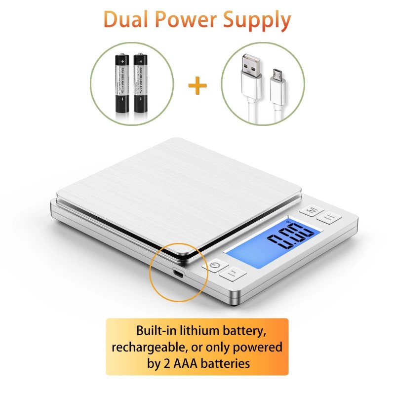 Bomata Digital Gram Scale 0.01g Precision 1kg USB Rechargeable Jewelry